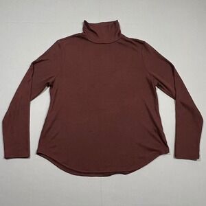 Banana Republic Turtleneck Luxespun Curved Hem Top Chocolate Brown Women's Large